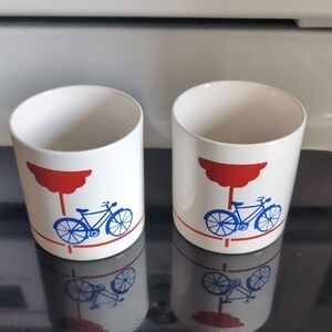 Mug with Red, White & Blue Bicycle Design Set